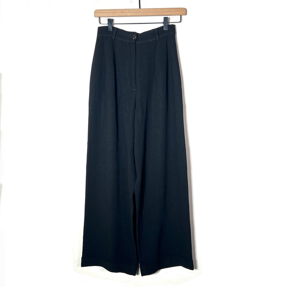 Zelda black pleated wide leg business casual dress pants size 2 B196